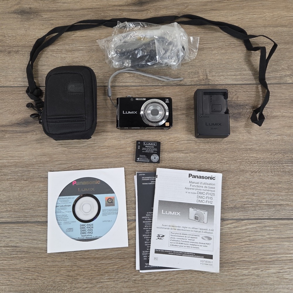 PANASONIC LUMIX DMC-FH2 Digital Camera Lens 14MP Bundle Black Tested Working